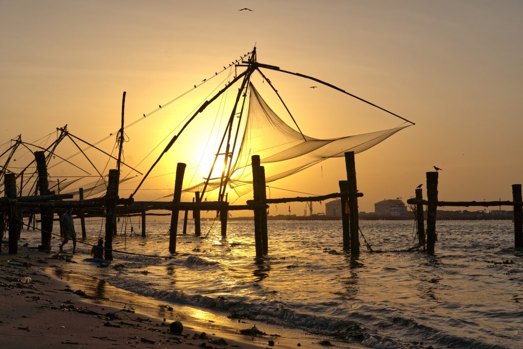 Kerala Sonnenuntergang Chinese fishing nets